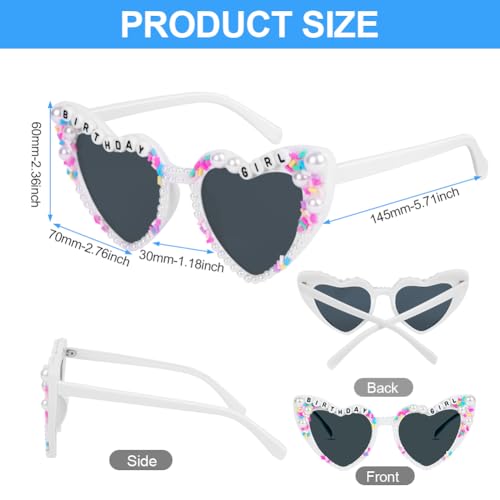Ainiv Pearl Heart Shaped Sunglasses for Women, UV400 Protection Fashion Accessories Heart Glasses for Bridal, Beach Vacation