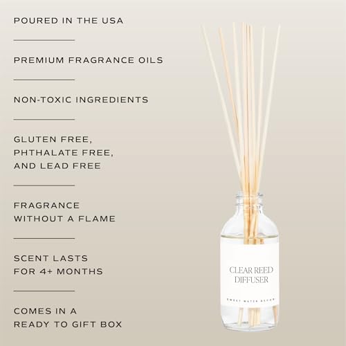 Sweet Water Decor Coastal Lemon Clear Reed Diffuser – Room Decor Aesthetic with Long-Lasting Premium Fragrance of Lemon, S...