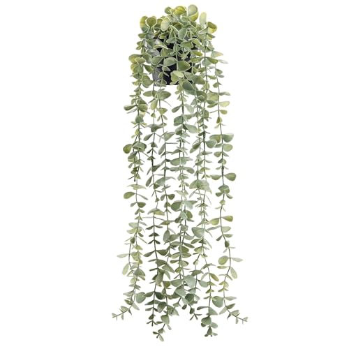 Der Rose 1Pcs Fake Plants Hanging Artificial Potted Faux Eucalyptus Plants for Modern Boho Farmhouse Bathroom Office Desk ...