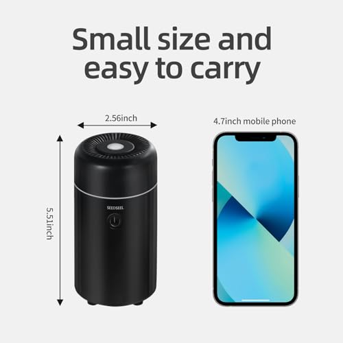 SEEDSEEL Car Aromatherapy Diffusers for Essential Oils，Mini USB Air Scent Small Humidifier with 7-LED Color Changing for C...