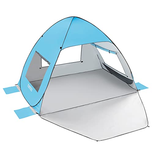 TOBTOS UPF 50+ Pop Up Beach Tent, Easy Set Up Beach Umbrella, Sun Shelter for 2-3 People UV Protection Portable Sunshade, ...