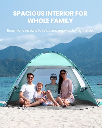 OutdoorMaster Beach Tent for 3/4/6/8 Person - Easy Setup Sun Shade Shelter, Portable Beach Shade Sun Canopy with UPF 50+ U...