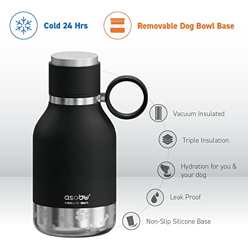 Asobu Buddy Bottle a Stainless Steel Insulated Water Bottle for with Removable Dog Water Bowl and Dog Food and Treat Stora...