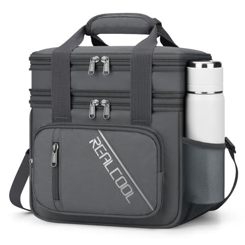 RealCool Lunch Bag, Insulated Lunch Box for Men Women, Double Deck Leakproof Soft Cooler Bag with Adjustable Strap, Reusab...