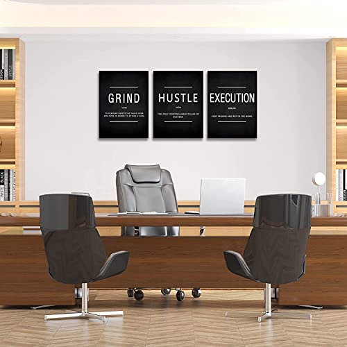 KAWAHONE Canvas Painting Wall Art, Grind Hustle Execution Motivational Wall Art Decoration Posters Prints for Living Room ...