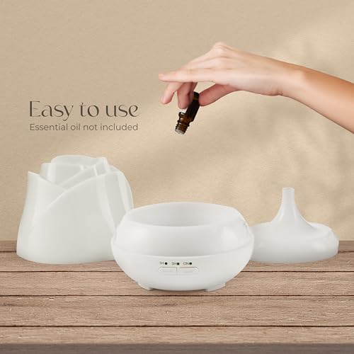 Earnest Living Rose Essential Oil Diffuser 150ml – Mini Ultrasonic Aromatherapy Humidifier for Bedroom & Desk, Quiet Mist,...