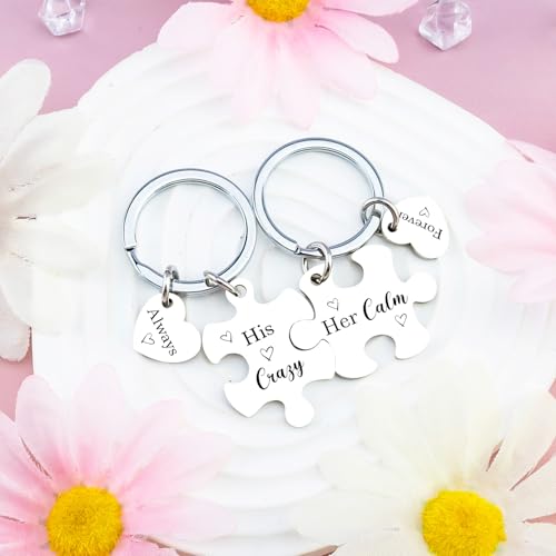 His And Hers Gifts Matching Keychains for Couples Husband Wife Engagement Gifts for Couples Long Distance Relationship Gif...