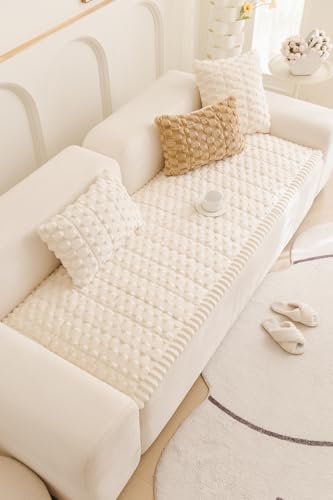 Tiwwie Couch Cover for Dogs Fuzzy Sofa Covers for Pet, Geometric Jacquard Coral Pet-Friendly Washable Non-Slip Sofas Slipc...