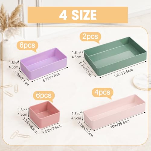 Teenyyou 18 Pcs Drawer Organizer Stackable 4 Size Makeup Drawer Organizer Trays Acrylic Bathroom Vanity Storage Bins for C...