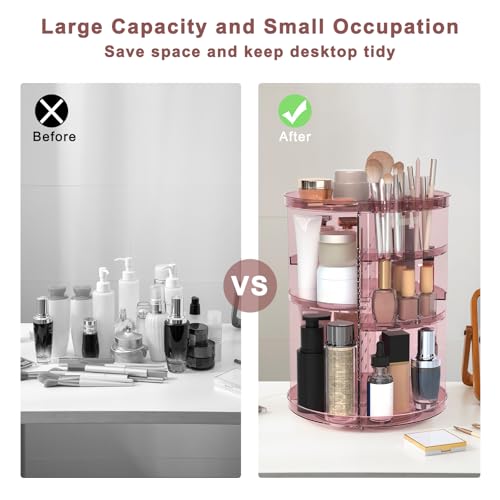 Rotating Makeup Organizer, DIY 8 Adjustable Layers 360 Spinning Skincare Organizers, Makeup Storage Carousel Tower with Br...