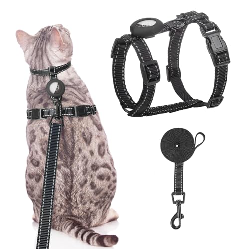 SCENEREAL Cat Harness and Leash Set Escape Proof with Airtag Holder, Reflective Pet Harnesses for Walking, Adjustable Kitt...