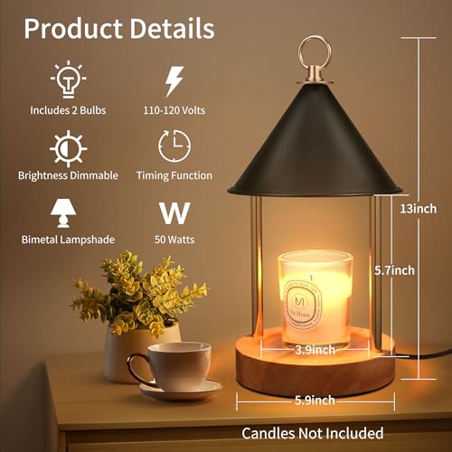 OGACFO Candle Warmer Lamp with Timer and Dimmable, Birthday Gifts Women Mom, Flameless Wax Warmer with Anti-Scald Bi Metal...