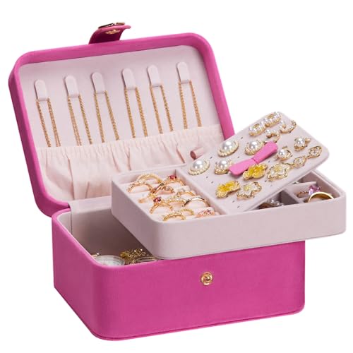 Homde Jewelry Box Small for Women: Ring Earring Organizer Storage for Dresser - Necklace Bracelets Holder with Multi Compa...