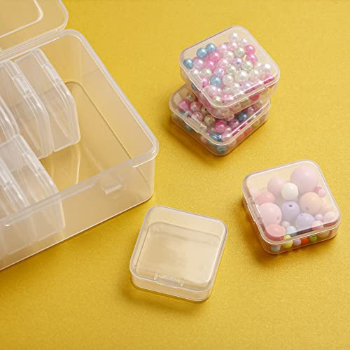 Mathtoxyz Small Bead Organizers, 15 Pieces Plastic Storage Cases Mini Clear Bead Storage Containers Transparent Boxes with...