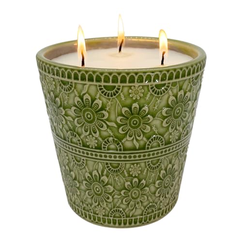 Outdoor Citronella Candle, Decorative Delicate Porcelain Candle Made with Natural Citronella Oil and Natural Soy Wax, Non-...