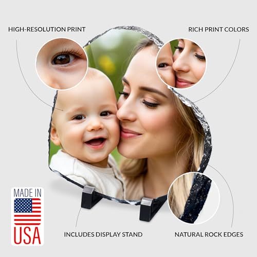 ArtPix 3D Personalized Picture Slate Frame, Customized Photo Print Stone for Mom, Wife, Women, Her - Custom Mothers Day Gi...