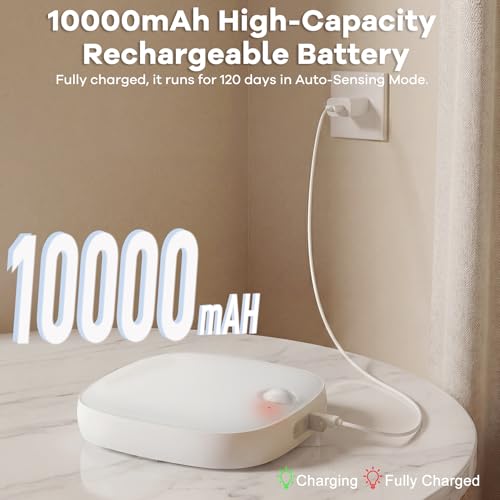 Shower Light IP65 Waterproof, Motion Sensor Ceiling Light, Rechargeable Closet Light with 10000mAh Battery & Remote, 18 RG...