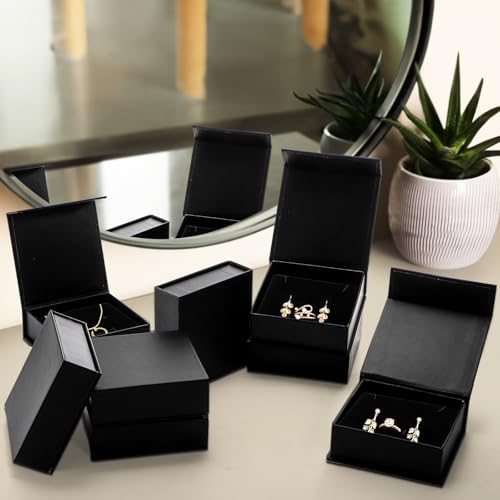 Covzoe 24 Pack Cardboard Jewelry Boxes, 3.6 x 3.6 x 1.3 Inch Small Jewelry Gift Boxes with Cotton Filled and Lid, Jewelry ...