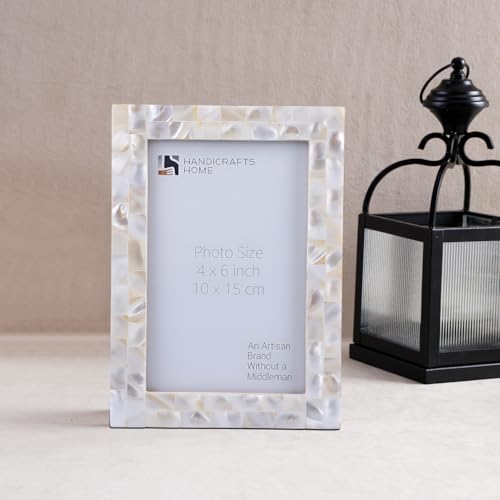 Handicrafts Home Decorative Picture Frame Wooden Photo Frame and Collage (Mop White, 4x6)