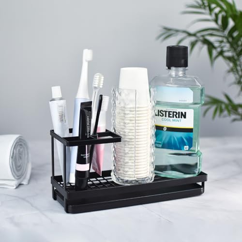 MYITYARD Toothbrush Holders for Bathrooms, 4 Slots Rustproof Metal Tooth Brushing Organizer with Drainage, Electric Tooth ...