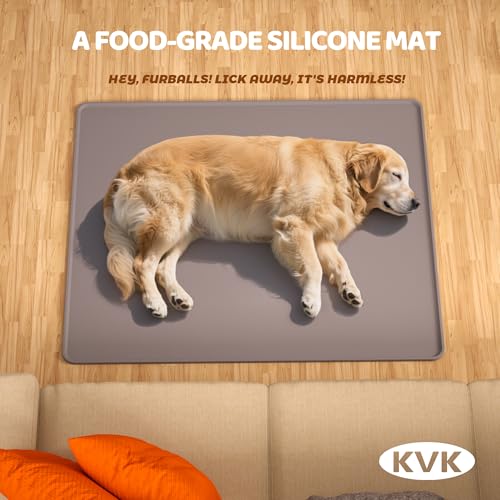 KVK Extra Extra Large Silicone Dog Food Mat 39.4×43.3in and 128oz Silicone Bag Set, Super Size Waterproof Pet Feeding Mat...