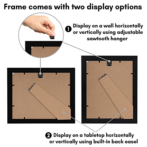 Americanflat 8x10 Picture Frame with Shatter-Resistant Glass - Set of 2 - Use as 5x7 Frame with Mat or Display 8x10 Photo ...