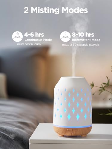 InnoGear Aromatherapy Diffuser, 150ml Ceramic Diffuser Ultrasonic Humidifier Cool Mist Essential Oil Diffusers for Home Ai...