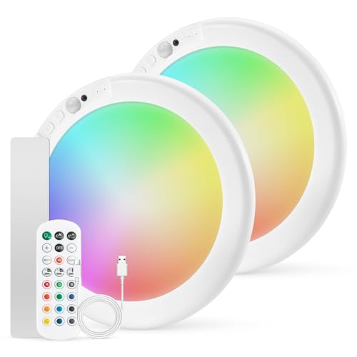 Combuh 2 Pack Rechargeable RGB Ambient Shower Light Waterproof Inside, LED 13 Color Changing Mood Lighting for Bathroom Co...