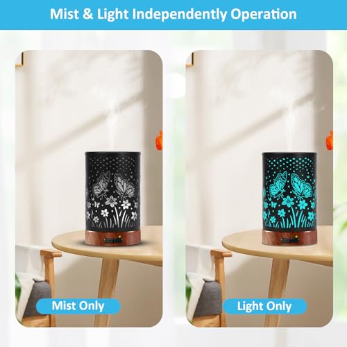Essential Oil Diffuser - 150ML Metal Aromatherapy Diffuser for Essential Oils with 7 Colors Lights Gifts for Mom Auto Shu...