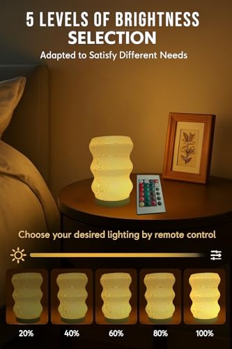 Delta Loom Wave Table Lamp - Modern Bedside Light for Bedroom, Desk, Nightstand, or Office - Mood Lighting Lamp - Eco-Frie...