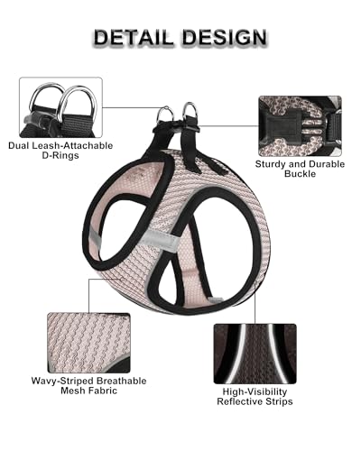 VernAlly Dog Harness Small Sized and Leash Set, Step in Soft Light Puppy Vest, Breathable Mesh Pet Harness Suitable for Pu...