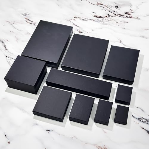 TheDisplayGuys - 25-Pack #82 Cotton Filled Cardboard Paper Jewelry Boxes Gift Case - Matte Black (8.0" x 2.0" x 1.0") - fo...