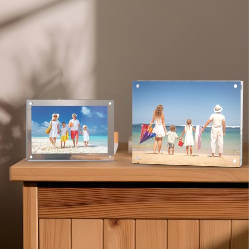 laapee 5x7 Inches Acrylic Picture Frames 1 Pack, Double Sided Magnetic Photo Frames,Free Standing on Desk or Table Clear P...