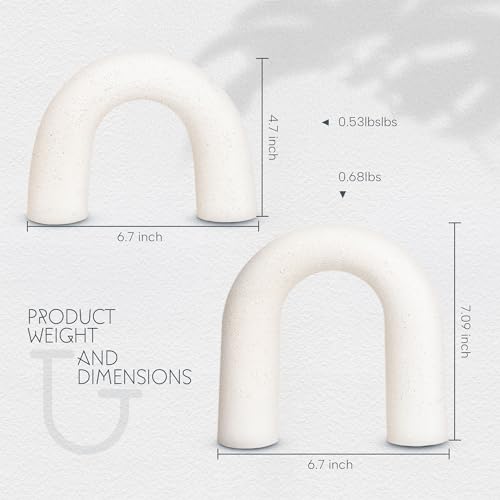 Defined Deco Ceramics Arch Decorative Objects,Neutral Home Decor for Shelves,Shelf Decor Aesthetic,Home Decorations for Li...