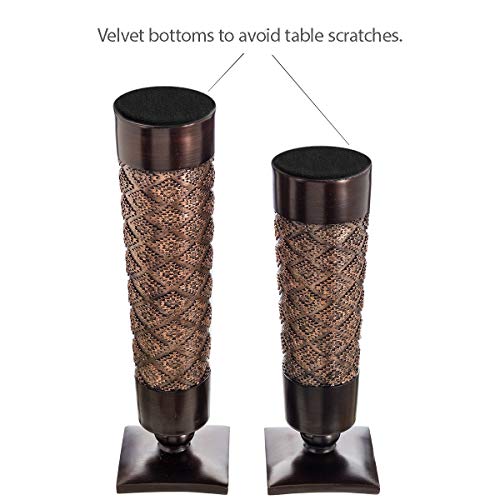 Creative Scents Dublin Brown Pillar Candle Holder Set of 2 - Home Decor Aesthetic, Coffee Table Decor Mantel Centerpieces ...