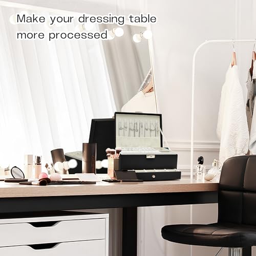 Jewelry Organizer, Travel Jewelry Box Organizers for Women Girls, Jewellery Display Holder 3 Layers Large PU Leather Jewel...