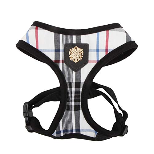 Puppia Junior Over-The-Head Dog Harness Checkered Pattern No Choke No Pull Adjustable Chest Belt Walking Training for Smal...