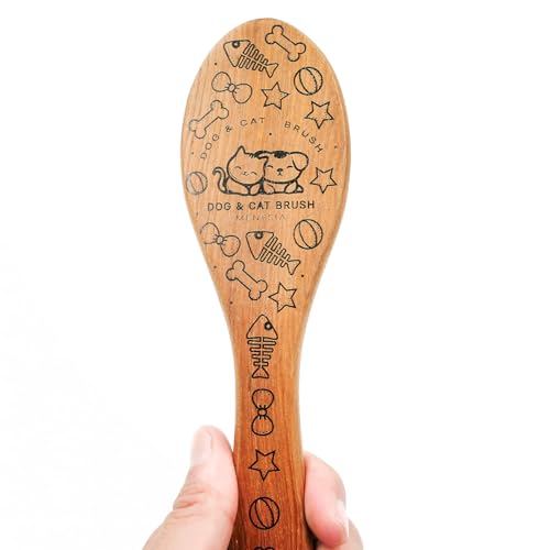 Menesia Pet Soft Brush with Wood Handle and Boar Bristle Hair - Soft Cat and Dog Grooming Brush for Short Hair Cats and Sm...