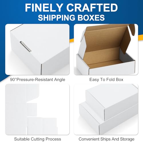 Famagic 50 Pack 4x4x2 Small Shipping Boxes - White Corrugated Cardboard Mailer Boxes for Small Business, Mailing Boxes for...