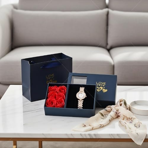 YUTAOWH Rose Necklace Box Jewelry Gifts Box Eternal Rose Necklaces Bracelets Box Mother's Day Thanksgiving Birthday Romant...