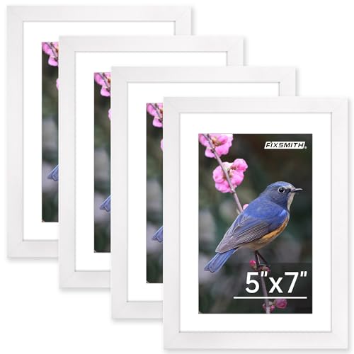 FIXSMITH 5x7 Picture Frame Bulk-4 Pack, Photo Frame with HD Plexiglass, Display Pictures 4x6 with Mat or 5x7 Without Mat, ...