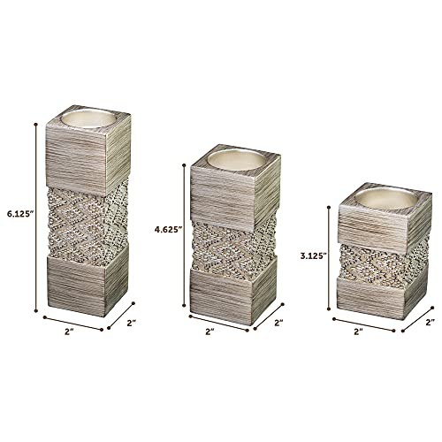 Creative Scents Dublin Silver Small Tealight Candle Holder Set of 3 - Centerpiece for Living Room and Dining Room Table De...