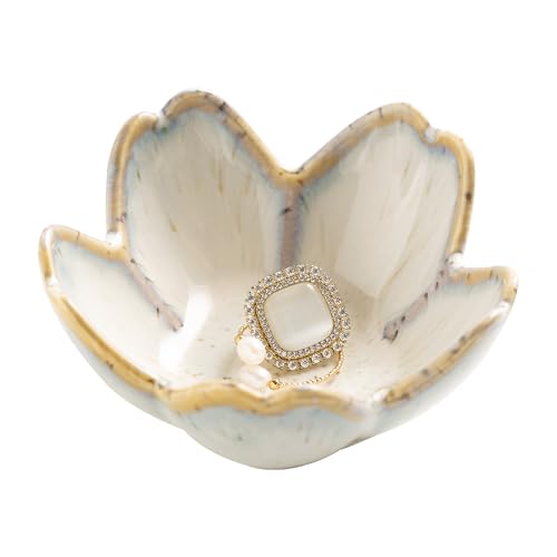 Flower Ring Holder Dish, Ceramic Jewelry Tray Dish, Small Trinket Dish, Jewelry Plate Bowl, Cute Jewlery Ring Holder Dish,...