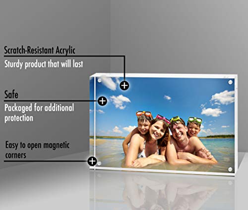 Americanflat 4x6 Acrylic Picture Frame - Double Sided Frames with Magnetic Corners - Transparent Acrylic Frames for Desk o...