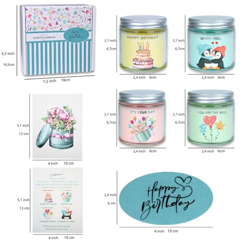Luina Birthday Candle Gift Set – Scented Soy Candles in Glass Jars, 4 Pack Scented Candle Set for Home Fragrance, Happy Bi...