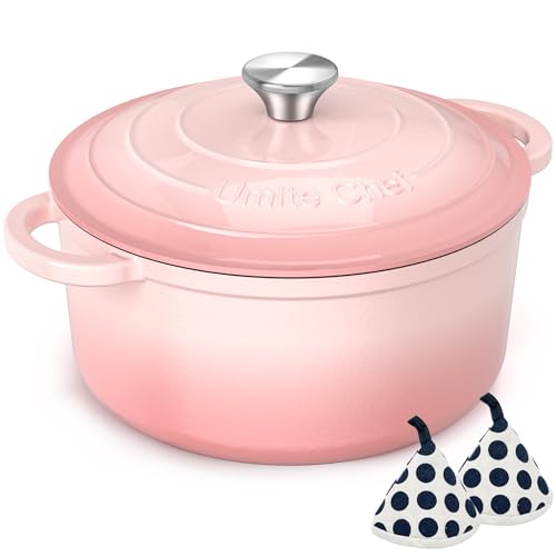 Umite Chef 5QT Enameled Cast Iron Dutch Oven Pot with Lid, Heavy-Duty Cookware for Bread Baking, Braising, Stews, Roastin...