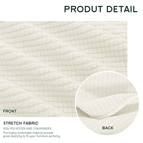 Hokway Stretch Couch Cushion Slipcovers Reversible Cushion Replacement Slipcovers Sofa Cushion Covers(Cream White, 3)