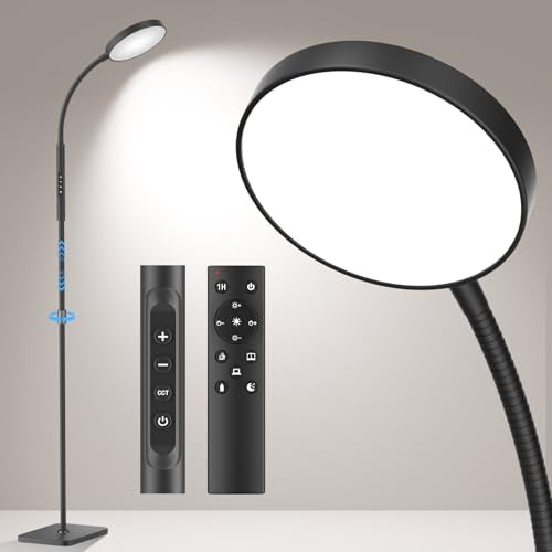 PACOVY Floor Lamp, Adjustable Height Floor Lamps for Living Room Bedroom, 120 LED Super Bright Standing Lamp Remote & Touc...