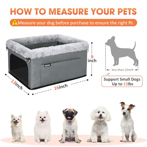 JOEJOY Deluxe Dog Booster Seat with Sturdy Metal Frame and Safety Leash for Small Pets up to 20 lbs - Portable Puppy Dog C...