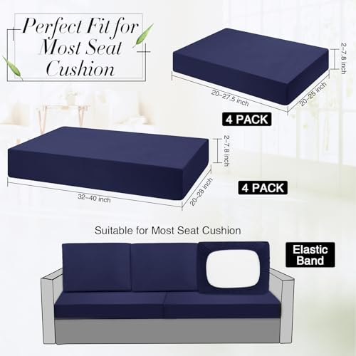 Newwiee 8 Pcs Stretch Patio Outdoor Cushion Covers Replacement for 4 Backrests and 4 Patio Cushions Covers, Waterproof Cou...